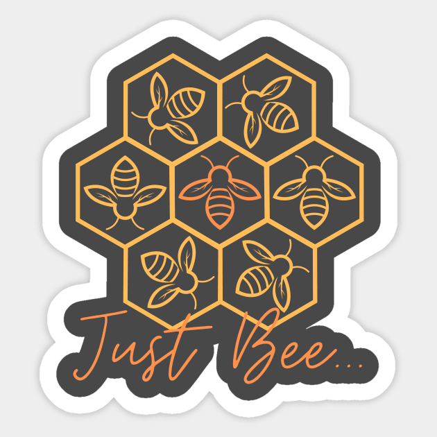 Just Bee - Geometric Bee Honeycomb - Queen Bee Being Circled By Workers Sticker by Bee-Fusion